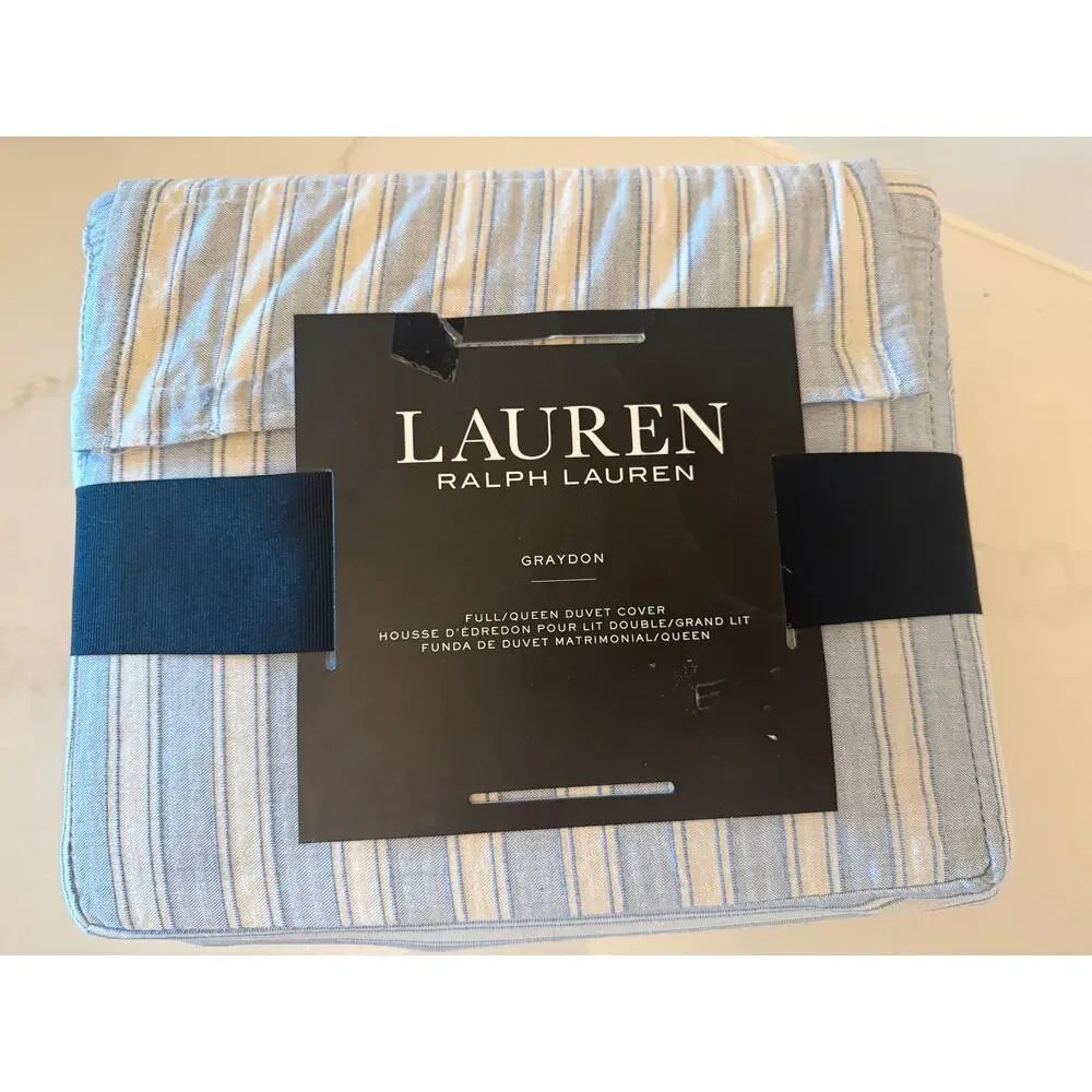 New Lauren Ralph Lauren Graydon Bold Stripe Queen Full Duvet Cover